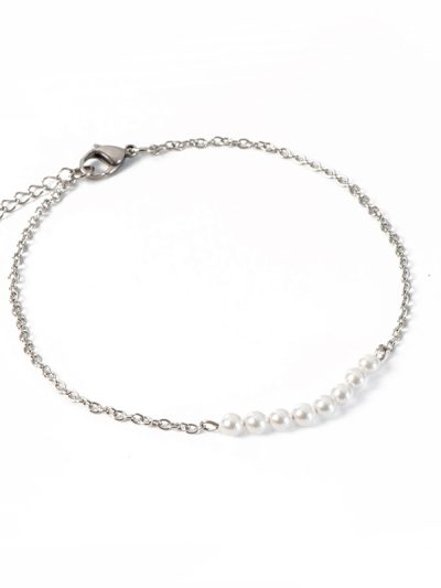 Chevillère acier inoxydable avec perles blanches Swarovski Zoé 1 Kara Bijoux