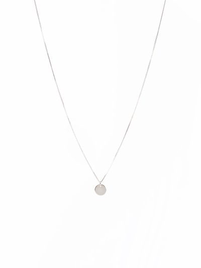 Collier court argent sterling .925 avec médaillon rond gravable Grace 2 Kara Bijoux