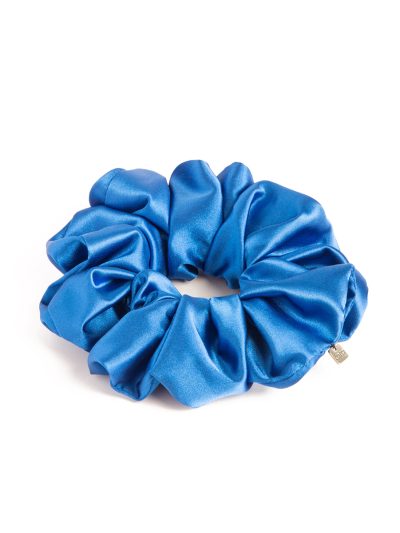 Chouchou ultra fluffy satiné bleu royal Magie 16 Kara Bijoux