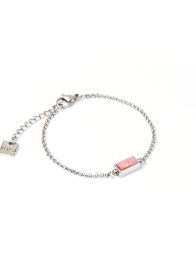Bracelet délicat inox avec pierre naturelle druzy rose California 2 Collection Vacances 2023 Kara Bijoux