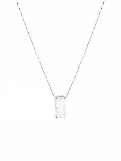 Collier court chaîne délicate rhodium rempli pierre naturelle cristal collection entrepreneure Rachelle Séguin 2023-2024 Kara-Bijoux