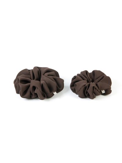 Chouchou fluffy mat brun foncé chocolat hiver 2023-2024 Kara Bijoux