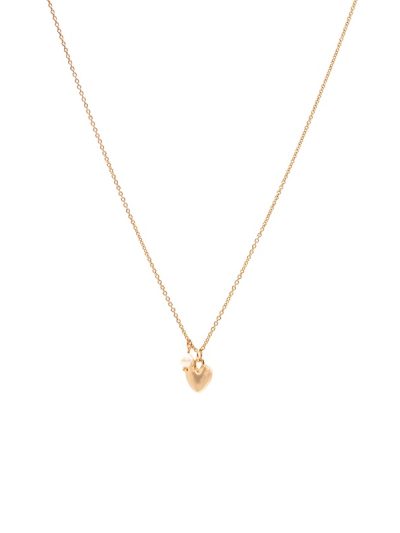 Collier court délicat en or rose rempli 14K orné d'un coeur lisse et d'une mini perle blanche Amour 6 St-Valentin 2025 Kara Bijoux-1