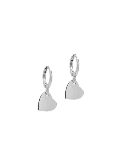 Boucles d'oreilles délicates dormeuses en rhodium rempli et coeurs lisses en argent sterling .925 Amour 4 St-Valentin Kara Bijoux