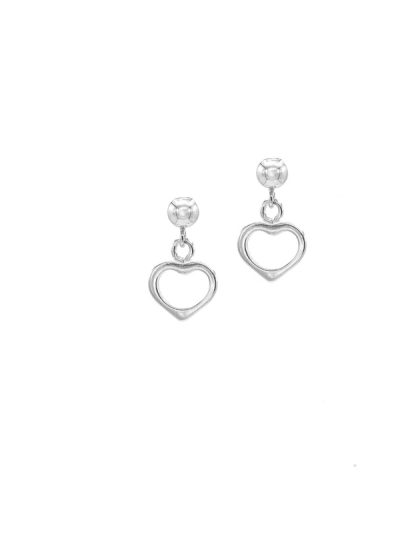 Boucles d'oreilles pin avec boule en argent sterling .925 avec coeurs vides Amour 3 St-Valentin 2025 Kara Bijoux-1