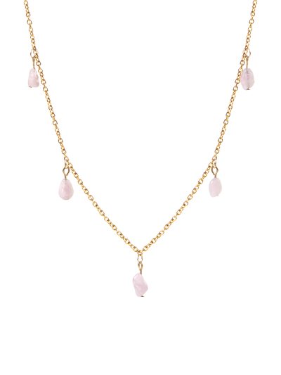 Collier court délicat inox or avec pierres naturelles Kunzite de couleur mauve pâle Iris 1 printemps 2025 Kara Bijoux-1