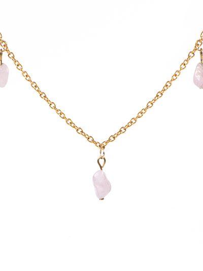 Collier court délicat inox or avec pierres naturelles Kunzite de couleur mauve pâle Iris 1 printemps 2025 Kara Bijoux-2