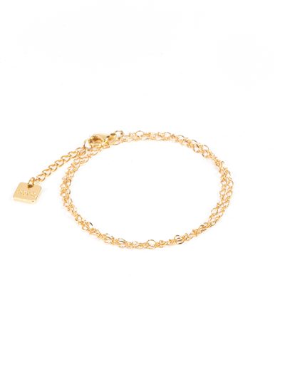 Bracelet placage or chaîne Figaro petite double rang Marguerite 5 printemps 2025 Kara Bijoux-2