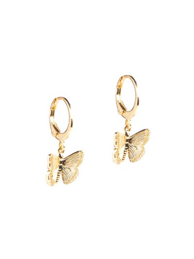 Boucles d'oreilles dormeuses inox or avec papillons plaqués or 14K vintage chic Alma 1 printemps 2025 Kara Bijoux-1